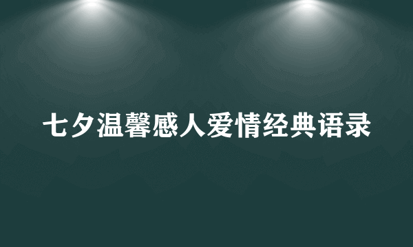 七夕温馨感人爱情经典语录