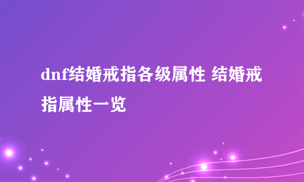 dnf结婚戒指各级属性 结婚戒指属性一览