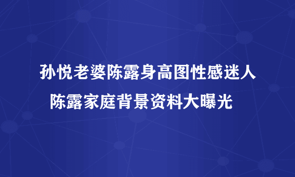 孙悦老婆陈露身高图性感迷人  陈露家庭背景资料大曝光