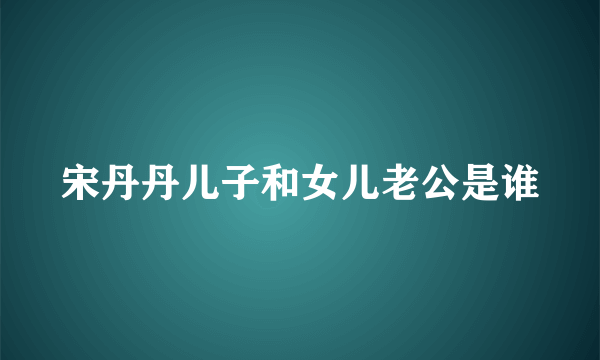 宋丹丹儿子和女儿老公是谁