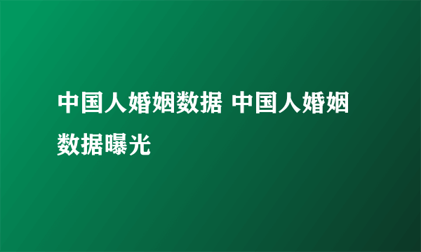 中国人婚姻数据 中国人婚姻数据曝光