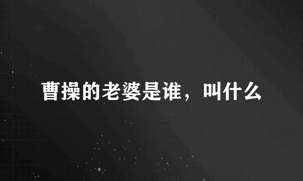 曹操的老婆是谁，叫什么