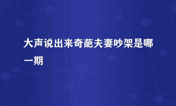 大声说出来奇葩夫妻吵架是哪一期