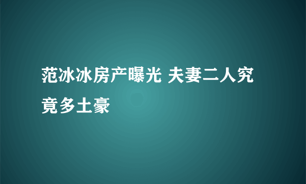 范冰冰房产曝光 夫妻二人究竟多土豪