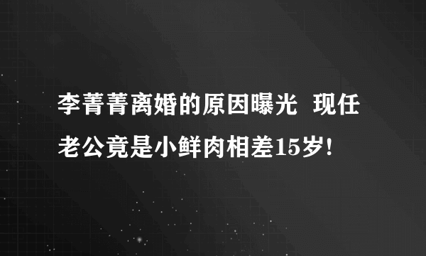 李菁菁离婚的原因曝光  现任老公竟是小鲜肉相差15岁!