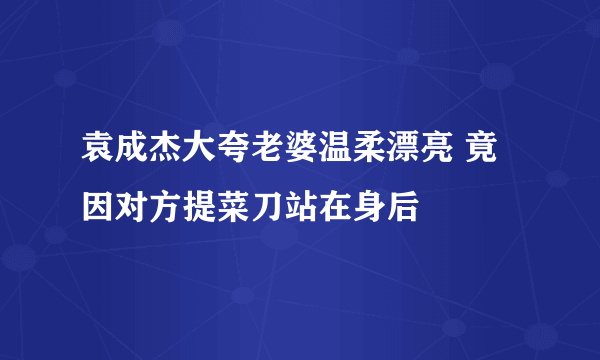 袁成杰大夸老婆温柔漂亮 竟因对方提菜刀站在身后