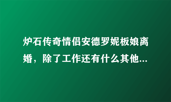 炉石传奇情侣安德罗妮板娘离婚，除了工作还有什么其他原因吗？