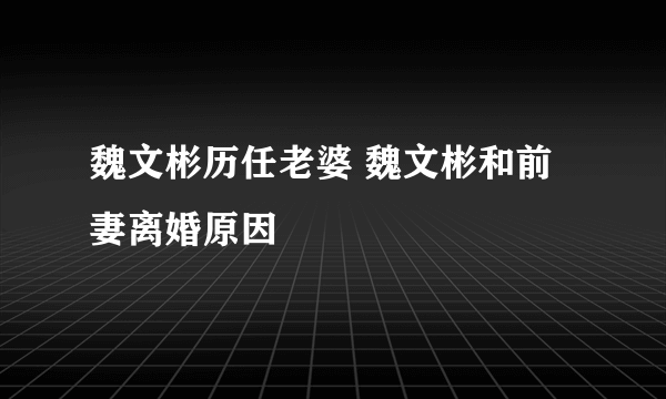 魏文彬历任老婆 魏文彬和前妻离婚原因