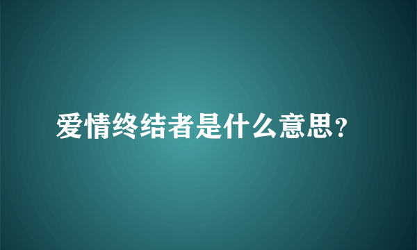 爱情终结者是什么意思？