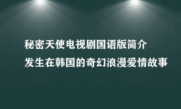 秘密天使电视剧国语版简介 发生在韩国的奇幻浪漫爱情故事