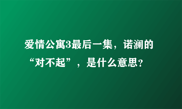 爱情公寓3最后一集，诺澜的“对不起”，是什么意思？