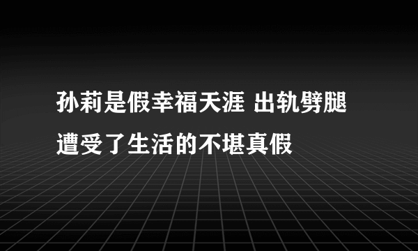 孙莉是假幸福天涯 出轨劈腿遭受了生活的不堪真假