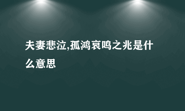 夫妻悲泣,孤鸿哀鸣之兆是什么意思