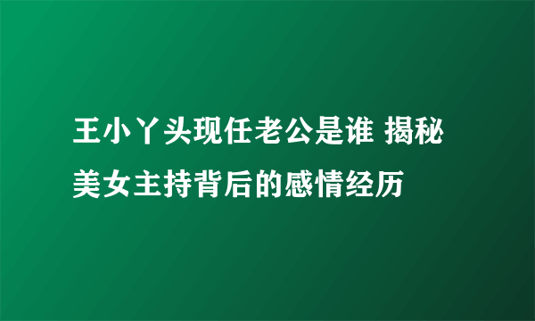 王小丫头现任老公是谁 揭秘美女主持背后的感情经历