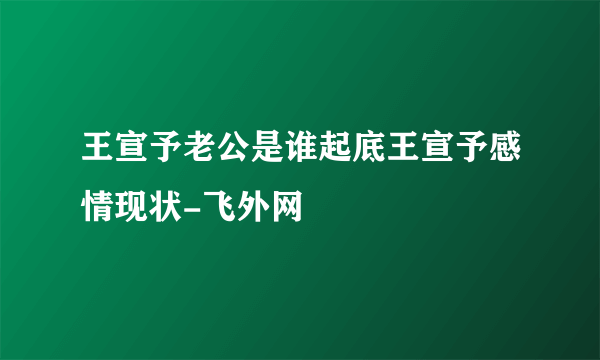 王宣予老公是谁起底王宣予感情现状-飞外网