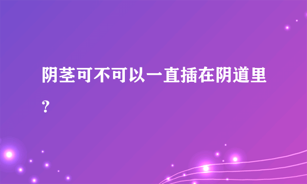 阴茎可不可以一直插在阴道里？