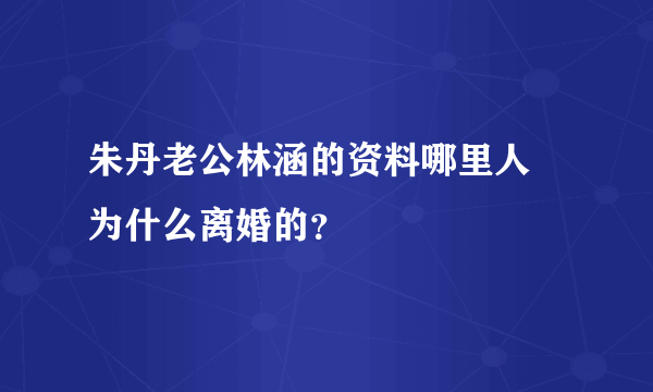 朱丹老公林涵的资料哪里人 为什么离婚的？