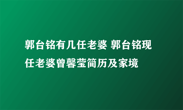 郭台铭有几任老婆 郭台铭现任老婆曾馨莹简历及家境