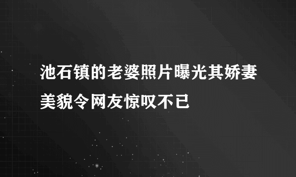 池石镇的老婆照片曝光其娇妻美貌令网友惊叹不已