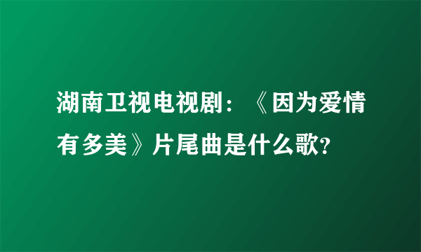 湖南卫视电视剧：《因为爱情有多美》片尾曲是什么歌？