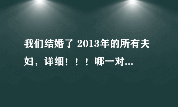 我们结婚了 2013年的所有夫妇，详细！！！哪一对夫妇最好看？