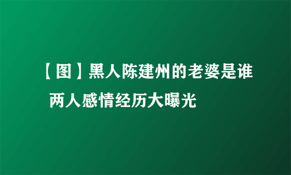 【图】黑人陈建州的老婆是谁  两人感情经历大曝光