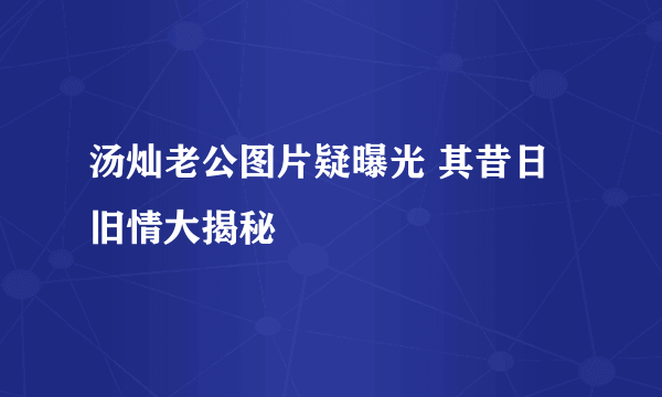 汤灿老公图片疑曝光 其昔日旧情大揭秘