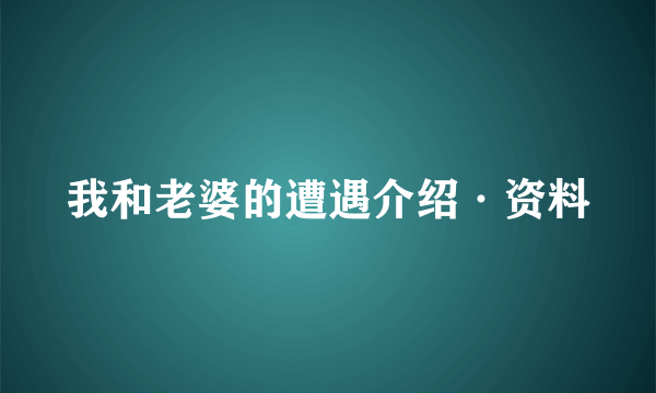 我和老婆的遭遇介绍·资料