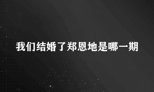 我们结婚了郑恩地是哪一期