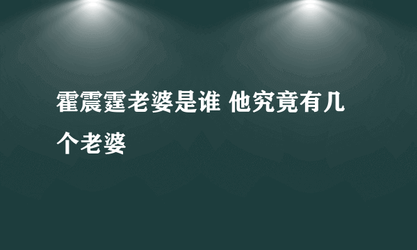 霍震霆老婆是谁 他究竟有几个老婆