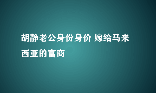 胡静老公身份身价 嫁给马来西亚的富商