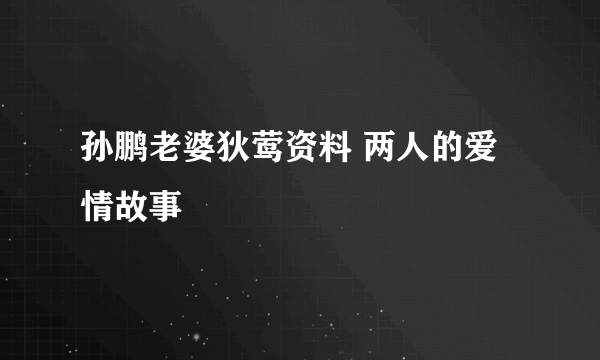 孙鹏老婆狄莺资料 两人的爱情故事