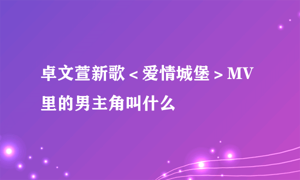 卓文萱新歌＜爱情城堡＞MV里的男主角叫什么