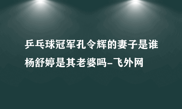 乒乓球冠军孔令辉的妻子是谁杨舒婷是其老婆吗-飞外网