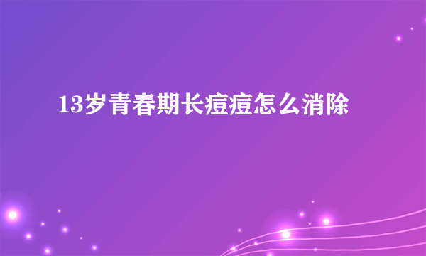 13岁青春期长痘痘怎么消除