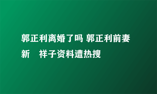 郭正利离婚了吗 郭正利前妻新滝祥子资料遭热搜