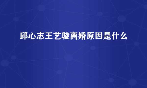 邱心志王艺璇离婚原因是什么