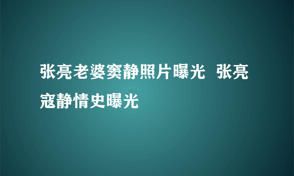 张亮老婆窦静照片曝光  张亮寇静情史曝光