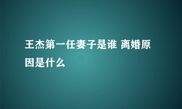 王杰第一任妻子是谁 离婚原因是什么