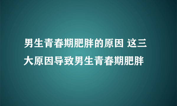 男生青春期肥胖的原因 这三大原因导致男生青春期肥胖