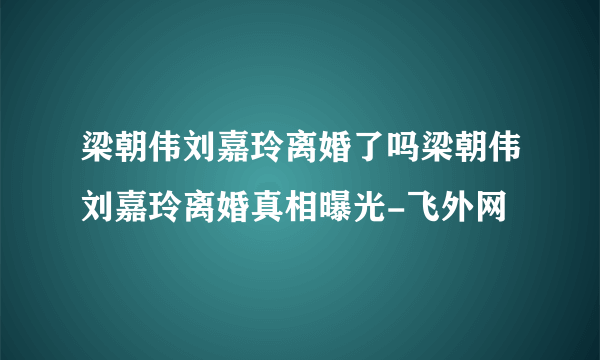 梁朝伟刘嘉玲离婚了吗梁朝伟刘嘉玲离婚真相曝光-飞外网