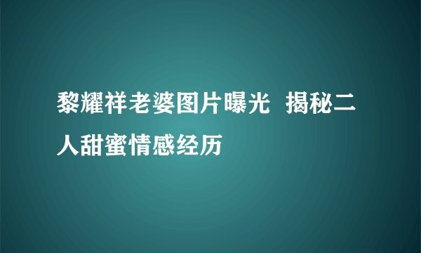 黎耀祥老婆图片曝光  揭秘二人甜蜜情感经历