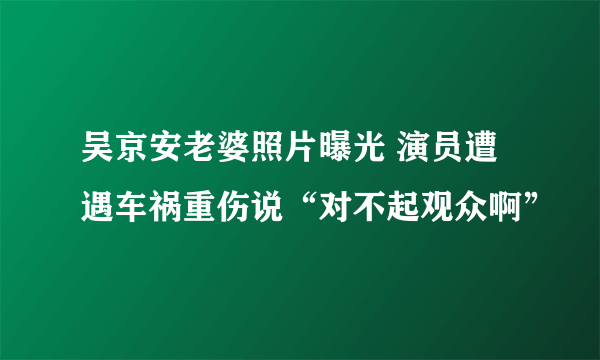 吴京安老婆照片曝光 演员遭遇车祸重伤说“对不起观众啊”