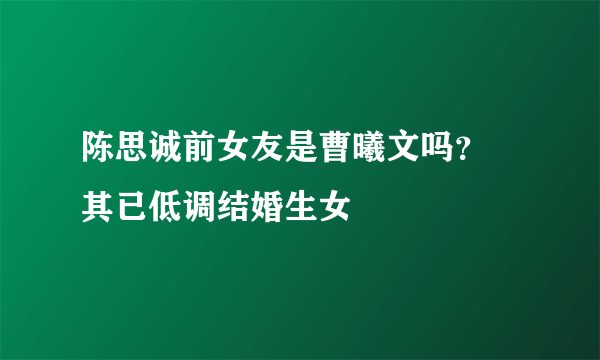 陈思诚前女友是曹曦文吗？ 其已低调结婚生女