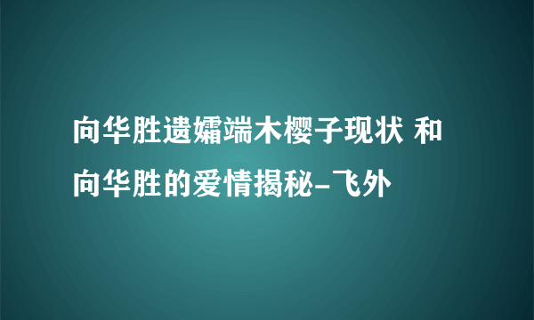 向华胜遗孀端木樱子现状 和向华胜的爱情揭秘-飞外