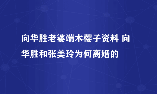 向华胜老婆端木樱子资料 向华胜和张美玲为何离婚的