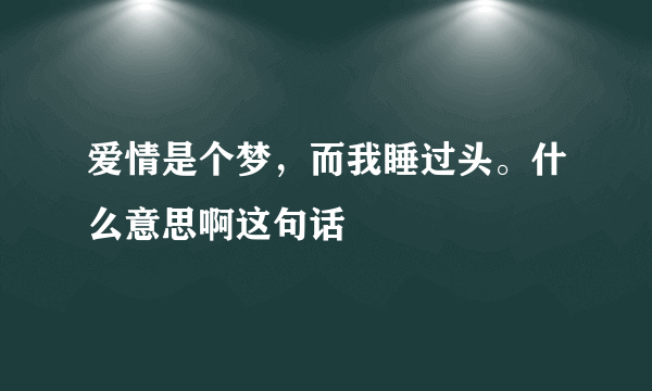 爱情是个梦，而我睡过头。什么意思啊这句话