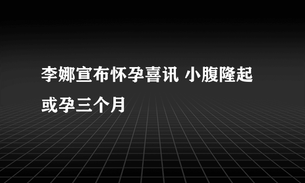 李娜宣布怀孕喜讯 小腹隆起或孕三个月