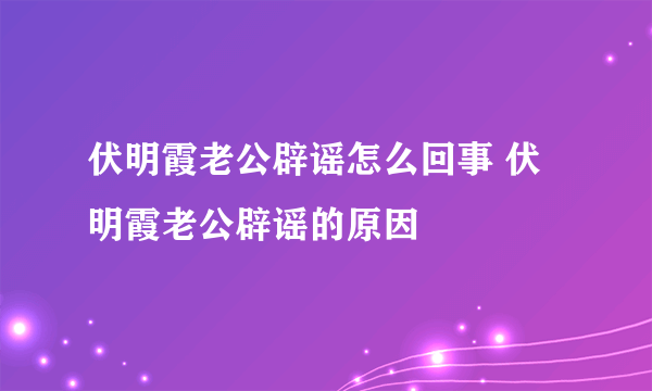 伏明霞老公辟谣怎么回事 伏明霞老公辟谣的原因