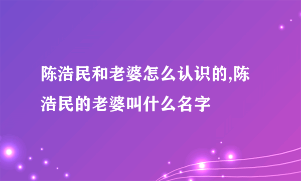 陈浩民和老婆怎么认识的,陈浩民的老婆叫什么名字